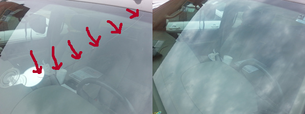 Long crack windshield repair